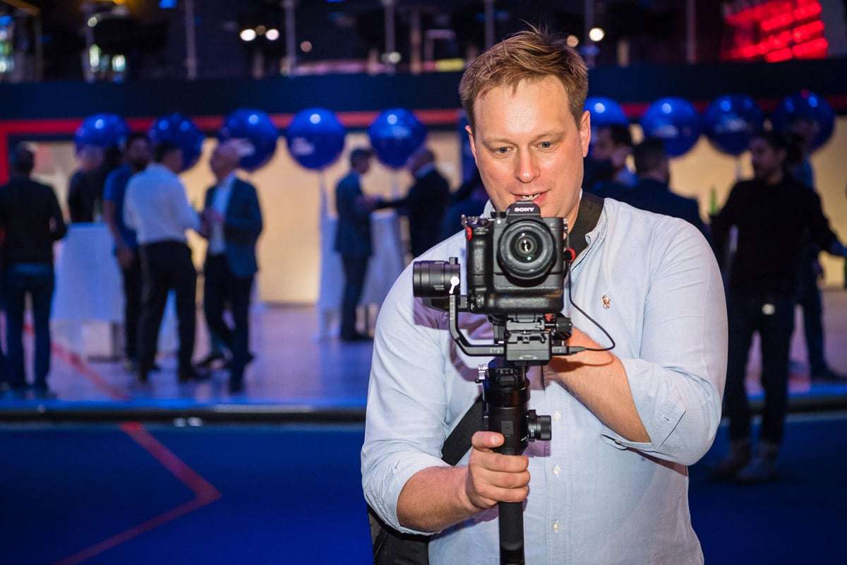 Lukas from Medialook filming at a corporate event